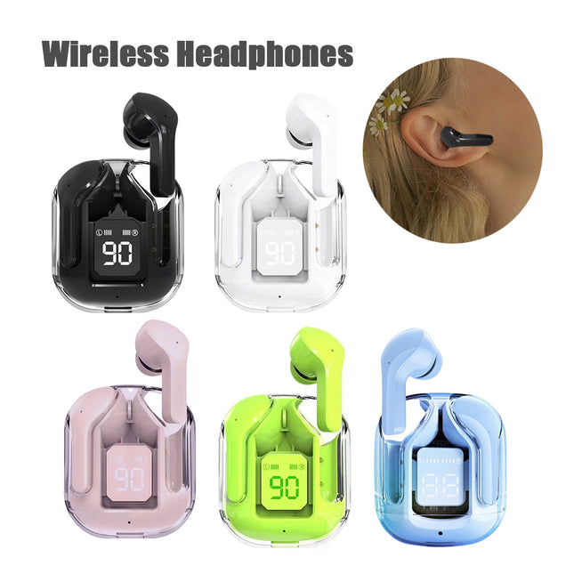 Nuevos mini auriculares Bluetooth inalámbricos transparentes con pantalla digital, reducción de ruido ENC, verdadero sonido inalámbrico deportivo
