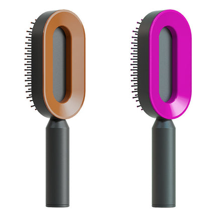 Cepillo de pelo autolimpiable para mujer, limpieza con una tecla, masaje de airbag anticaída, peine para el cuero cabelludo, cepillo antiestático.