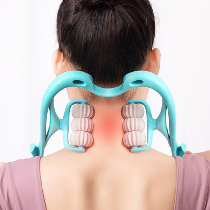 Masajeador manual multifuncional de cuello de seis ruedas para aliviar el dolor