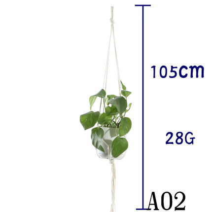 Maceta red de algodón beige para plantas de interior colgante cesta eslinga