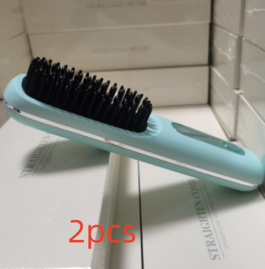 Peine de pelo liso 2 en 1 Cepillo alisador inalámbrico Calentamiento rápido Rizador portátil Carga USB