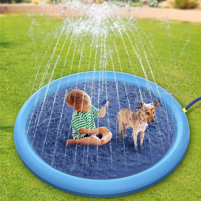 Piscina Antideslizante para Perros y Niños, Tapete de Juego de Agua para Exteriores, Fuente de Jardín para Verano
