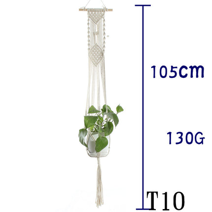Maceta red de algodón beige para plantas de interior colgante cesta eslinga