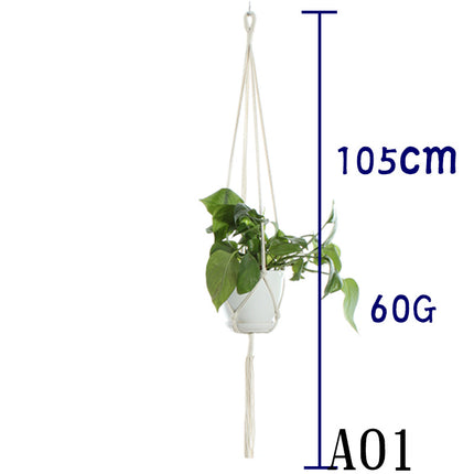 Maceta red de algodón beige para plantas de interior colgante cesta eslinga