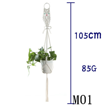 Maceta red de algodón beige para plantas de interior colgante cesta eslinga