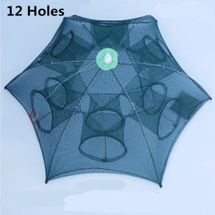 Red reforzada de 4-20 agujeros para pesca automática, jaula para camarones de nailon plegable, trampa para peces, red de lanzamiento, trampa plegable para cangrejos, red de pesca