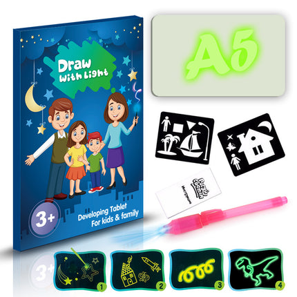 Pizarra mágica 3D de juguete educativo con 8 efectos de luz para dibujar, rompecabezas y bloc de dibujo