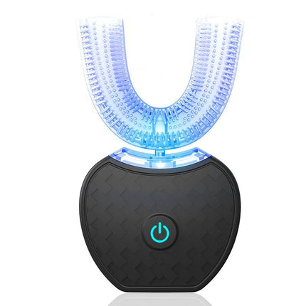 Cepillo de dientes eléctrico automático inteligente 360 grados resistente al agua tipo U blanqueador con luz azul carga USB