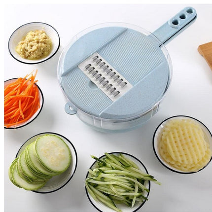 Rebanador de mandolina 8 en 1, rebanador de verduras, pelador de patatas, rallador de zanahoria y cebolla con colador, cortador de verduras, accesorios de cocina