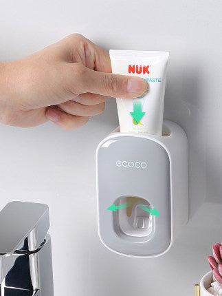 Juego de accesorios de baño con dispensador de pasta de dientes automático de montaje en pared