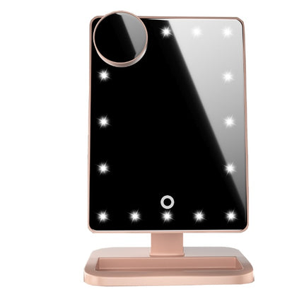 Espejo de maquillaje con pantalla táctil, 20 luces LED, altavoz Bluetooth, espejo de aumento 10X y luces