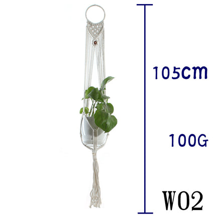 Maceta red de algodón beige para plantas de interior colgante cesta eslinga