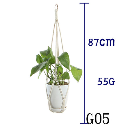 Maceta red de algodón beige para plantas de interior colgante cesta eslinga