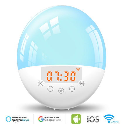 Despertador inteligente con control de voz WiFi, luz de amanecer natural