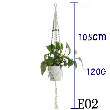 Maceta red de algodón beige para plantas de interior colgante cesta eslinga