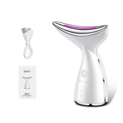 Dispositivo de belleza de cuello y cara por microcorriente EMS con terapia de fotones LED de 3 colores, para tensar la piel, reducir la papada, dispositivos de lifting facial