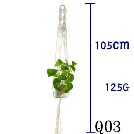 Maceta red de algodón beige para plantas de interior colgante cesta eslinga