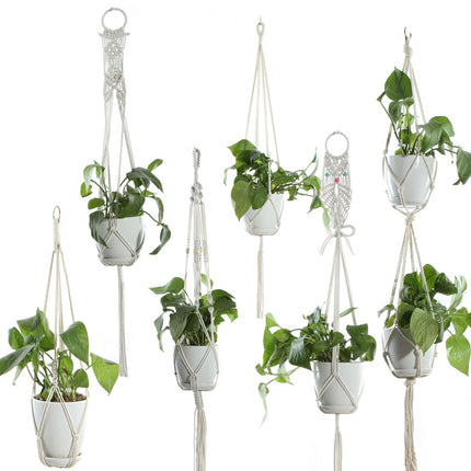 Maceta red de algodón beige para plantas de interior colgante cesta eslinga