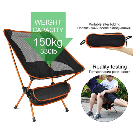 Silla plegable ultraligera de viaje, silla de camping al aire libre de carga súper pesada, silla portátil para playa, senderismo, picnic, asiento de pesca, herramientas