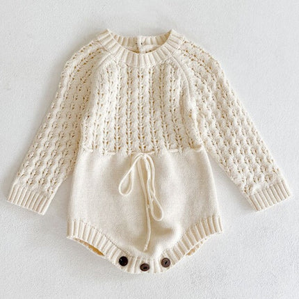 Vestido Harpy de punto de manga larga con cintura hueca y faja triangular para bebé niña