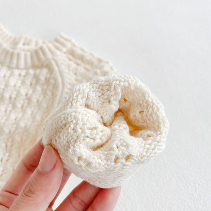 Vestido Harpy de punto de manga larga con cintura hueca y faja triangular para bebé niña