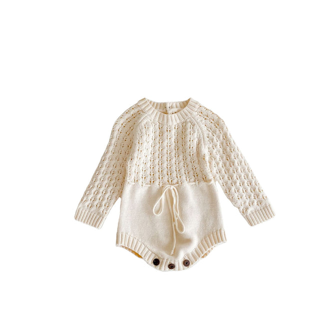 Vestido Harpy de punto de manga larga con cintura hueca y faja triangular para bebé niña