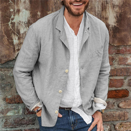 Camisas de manga larga para hombre, versátil, informal, holgada, tipo chaqueta