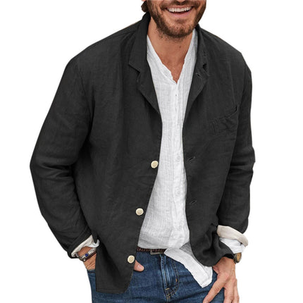 Camisas de manga larga para hombre, versátil, informal, holgada, tipo chaqueta