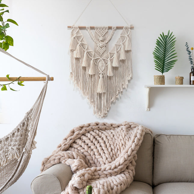 Colgante de macramé tejido a mano para colgar en la pared, tapiz bohemio, artesanías bohemias, decoración de habitación, hermoso tapiz para decoración del hogar