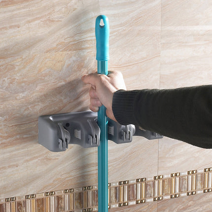 Gancho de plástico para fregona, soporte de pared multifuncional, estante para fregonas, colgador de escobas para baño
