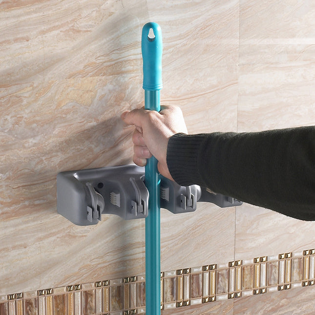 Gancho de plástico para fregona, soporte de pared multifuncional, estante para fregonas, colgador de escobas para baño