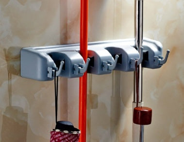 Gancho de plástico para fregona, soporte de pared multifuncional, estante para fregonas, colgador de escobas para baño