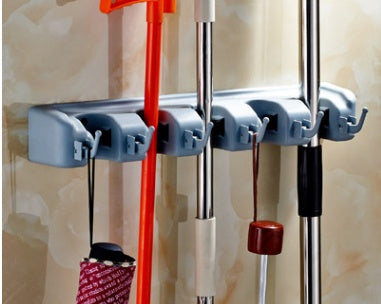 Gancho de plástico para fregona, soporte de pared multifuncional, estante para fregonas, colgador de escobas para baño