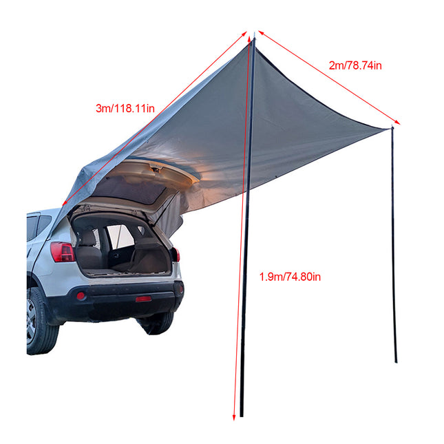 Tienda de camping con toldo trasero lateral para coche