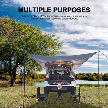Tienda de camping con toldo trasero lateral para coche