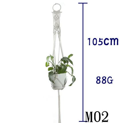 Maceta red de algodón beige para plantas de interior colgante cesta eslinga