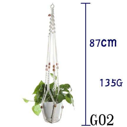Maceta red de algodón beige para plantas de interior colgante cesta eslinga