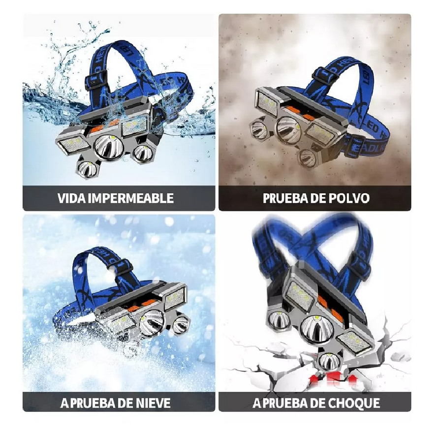 Lampara De Minero De Cabeza Recargable