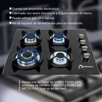 Parrilla 4 quemadores de vidrio Shorbull