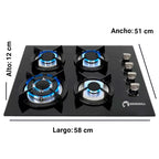 Parrilla 4 quemadores de vidrio Shorbull