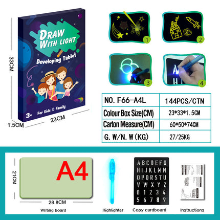 Pizarra mágica 3D de juguete educativo con 8 efectos de luz para dibujar, rompecabezas y bloc de dibujo
