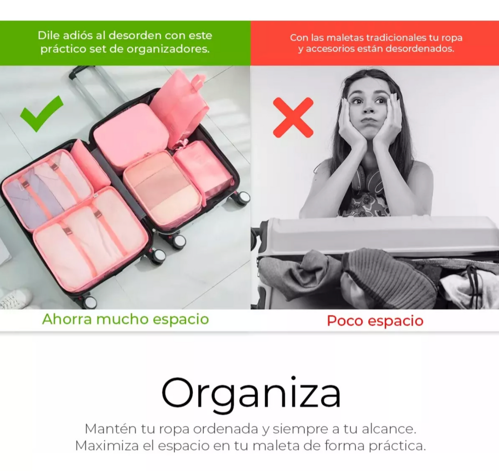 Set 8 Pz Organizador de Maletas Imper.