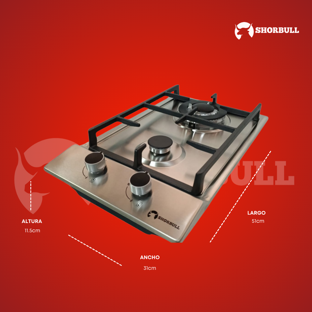 Parrilla Estufa 2 Quemadores Acero Inoxi