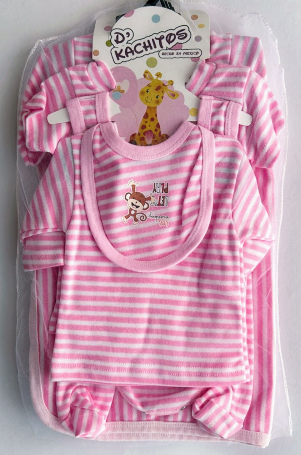 KIT ROPA 7 PZS BEBE T: 0 A 10 MESES ROSA
