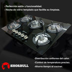 Parrilla 5 Quemadores Vidrio Shorbull