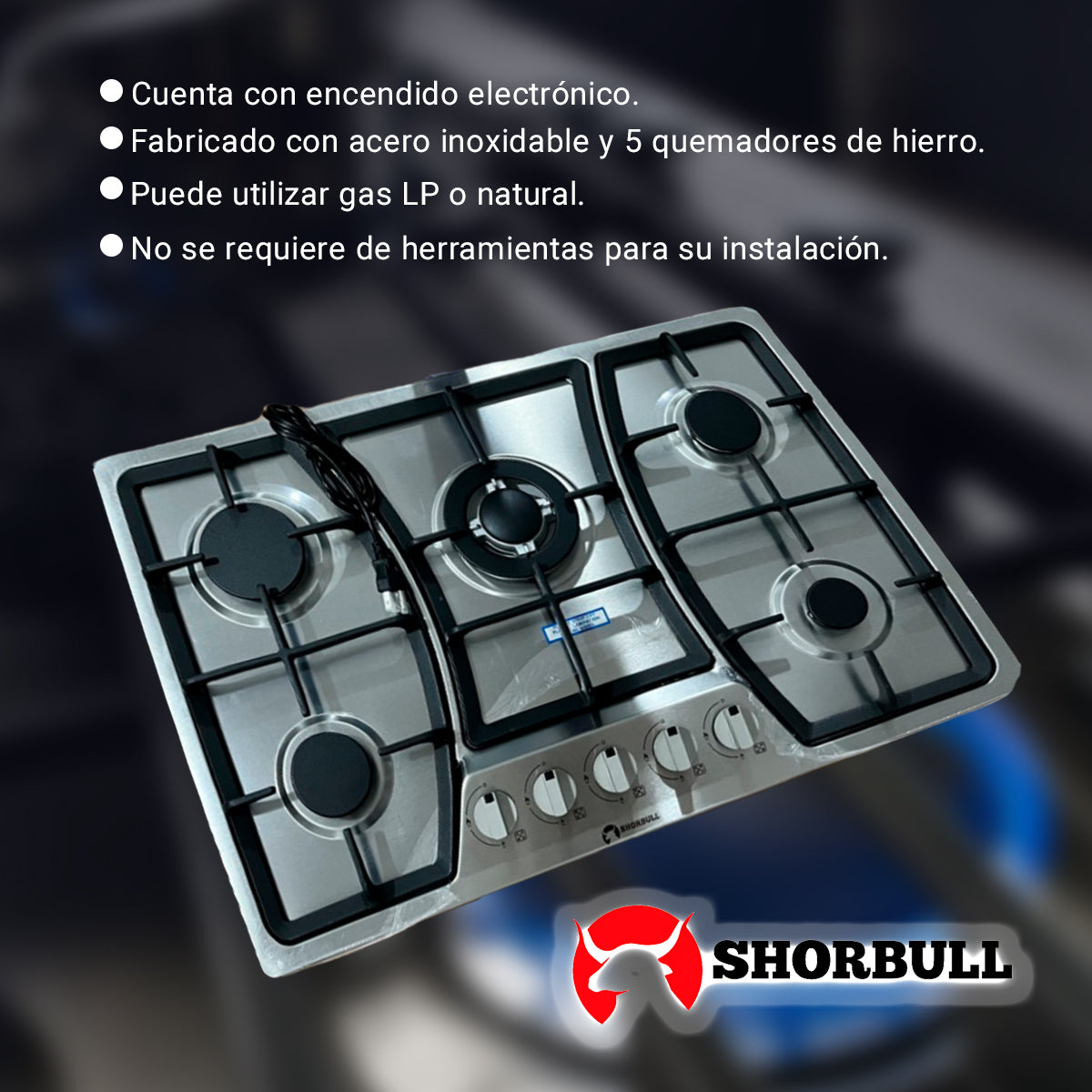 Parrilla 5 Quemadores Acero Shorbull