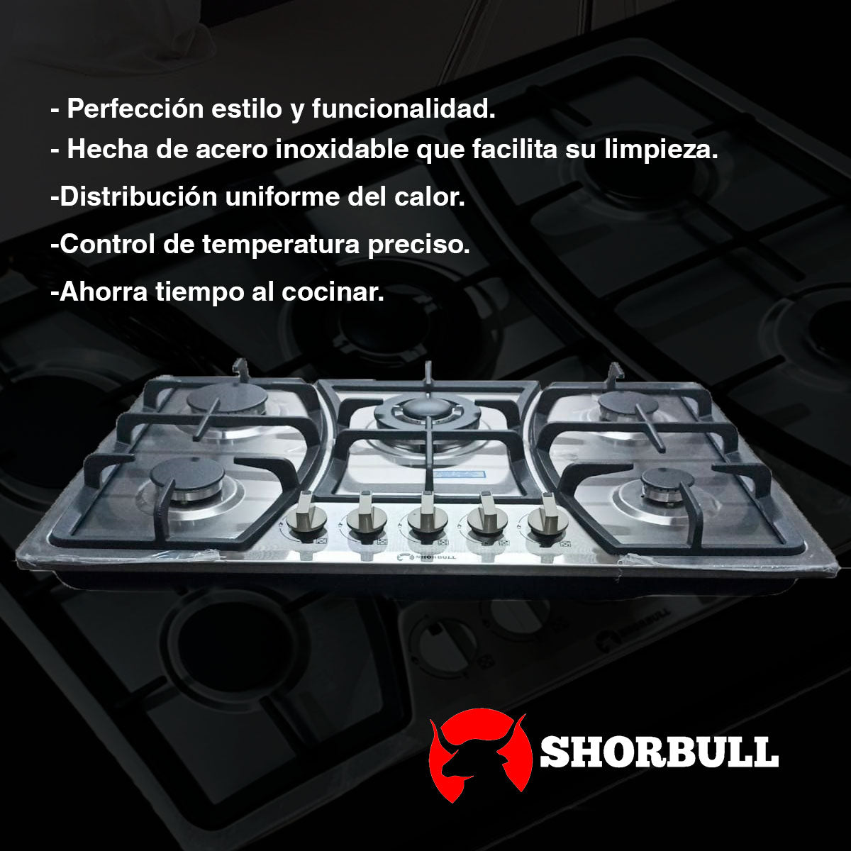 Parrilla 5 Quemadores Acero Shorbull