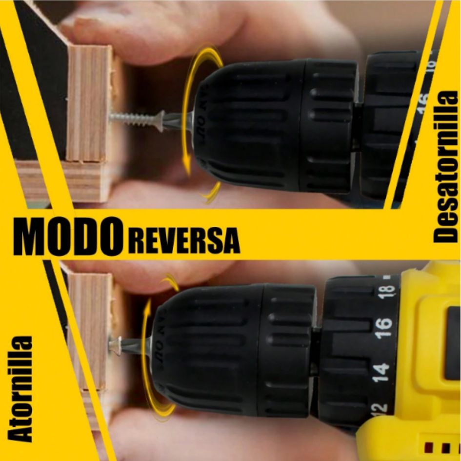 Taladro Amarillo Doble Bateria Cuadrada