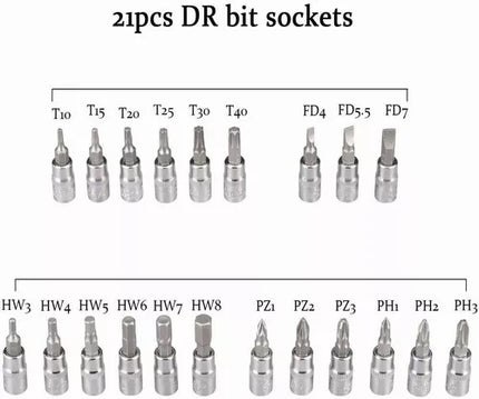 Juego de Dados de Acero kit 46 piezas