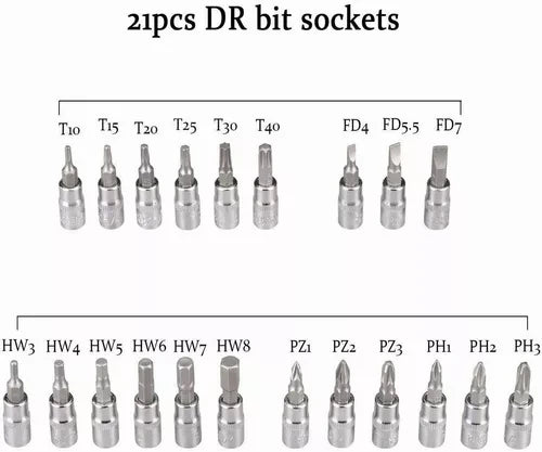 Juego de Dados de Acero kit 46 piezas